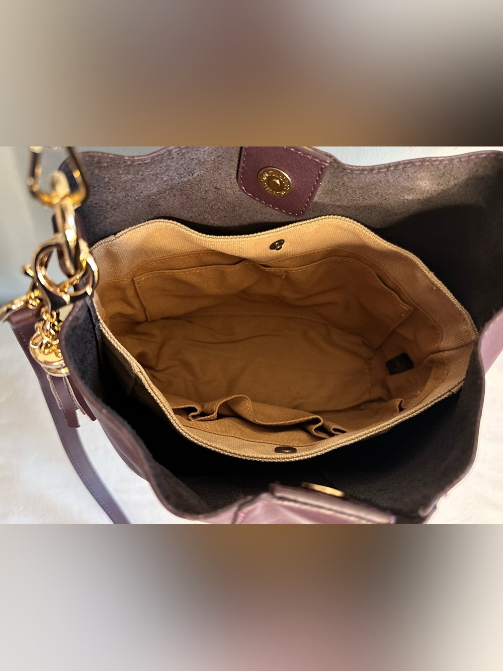 POMPOM LONDON Lambeth Shoulder Hobo Bag in Plum NWOT - Picture 7 of 14